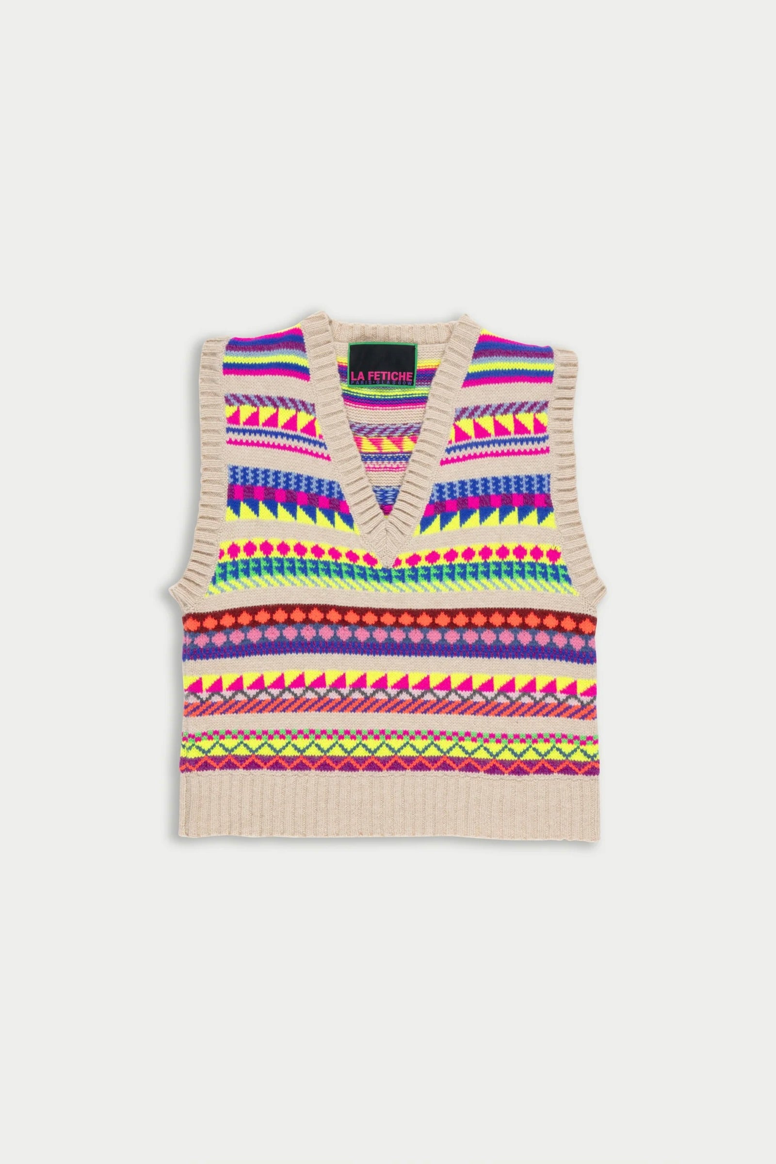 La Fetiche Keaton Sweater Vest / Multicolour Neon Fairies