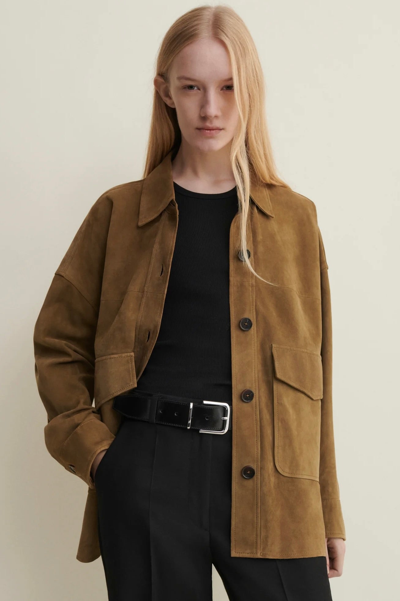 Arma Kaylee Suede Overshirt / Dark Olive