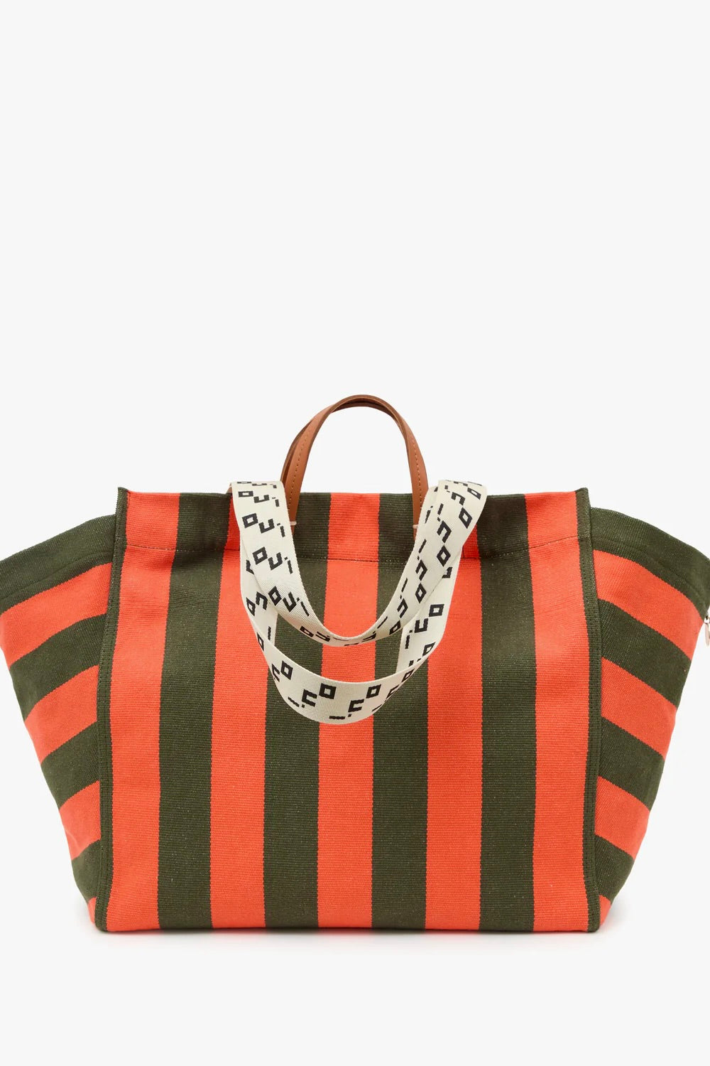 La Côte Tote / Army + Bright Poppy Canvas Stripe