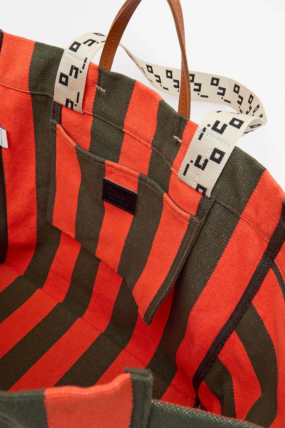 La Côte Tote / Army + Bright Poppy Canvas Stripe