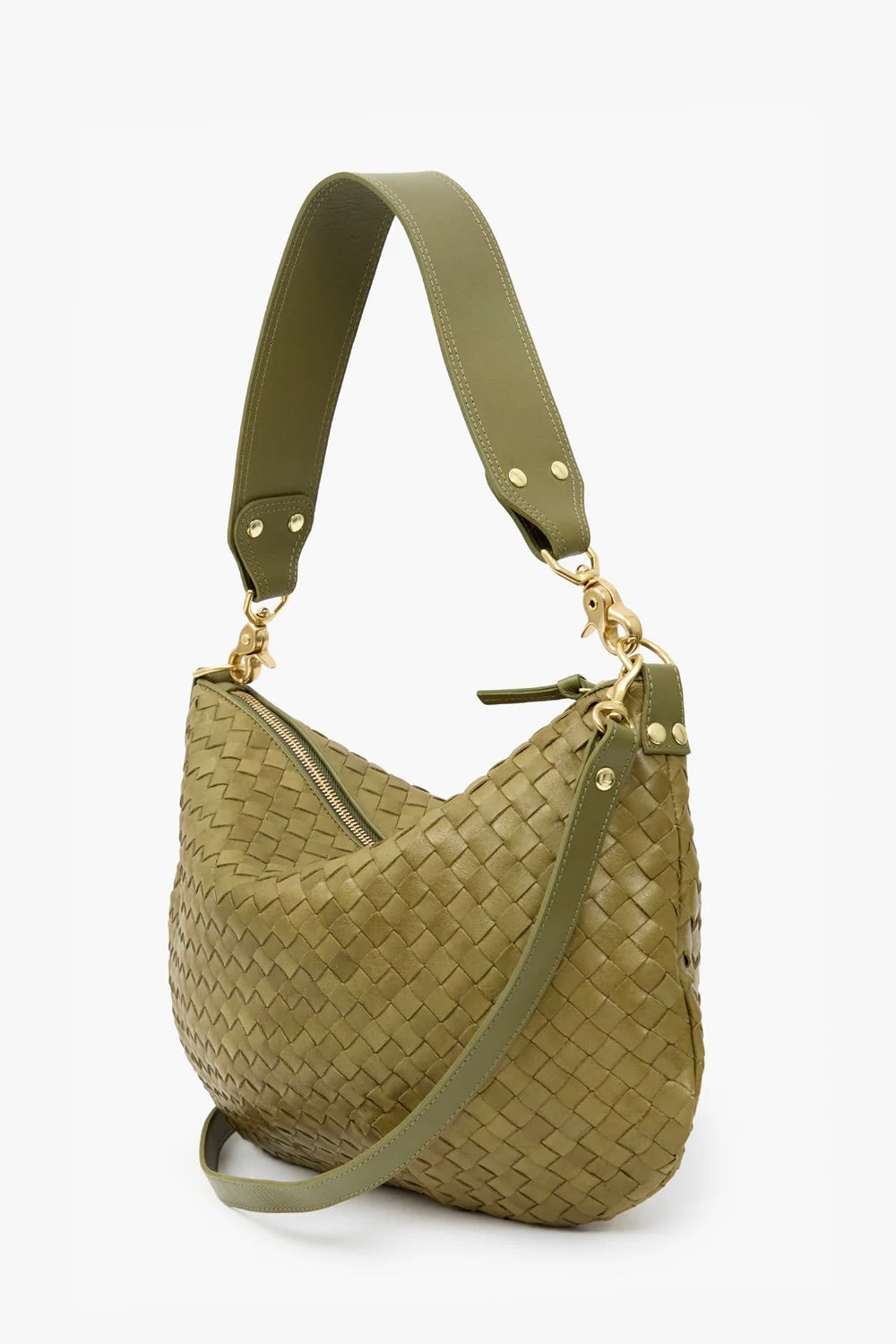 Clare V Moyen Woven Messenger Olive