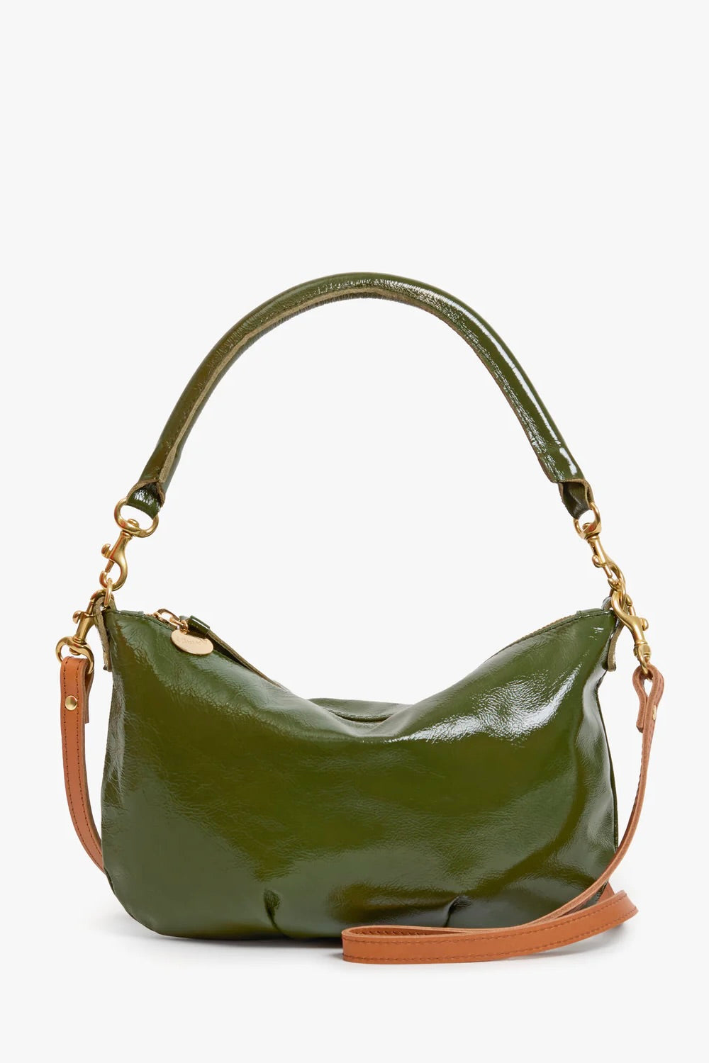 Clare V Petit Moyen Army Crinkle Patent