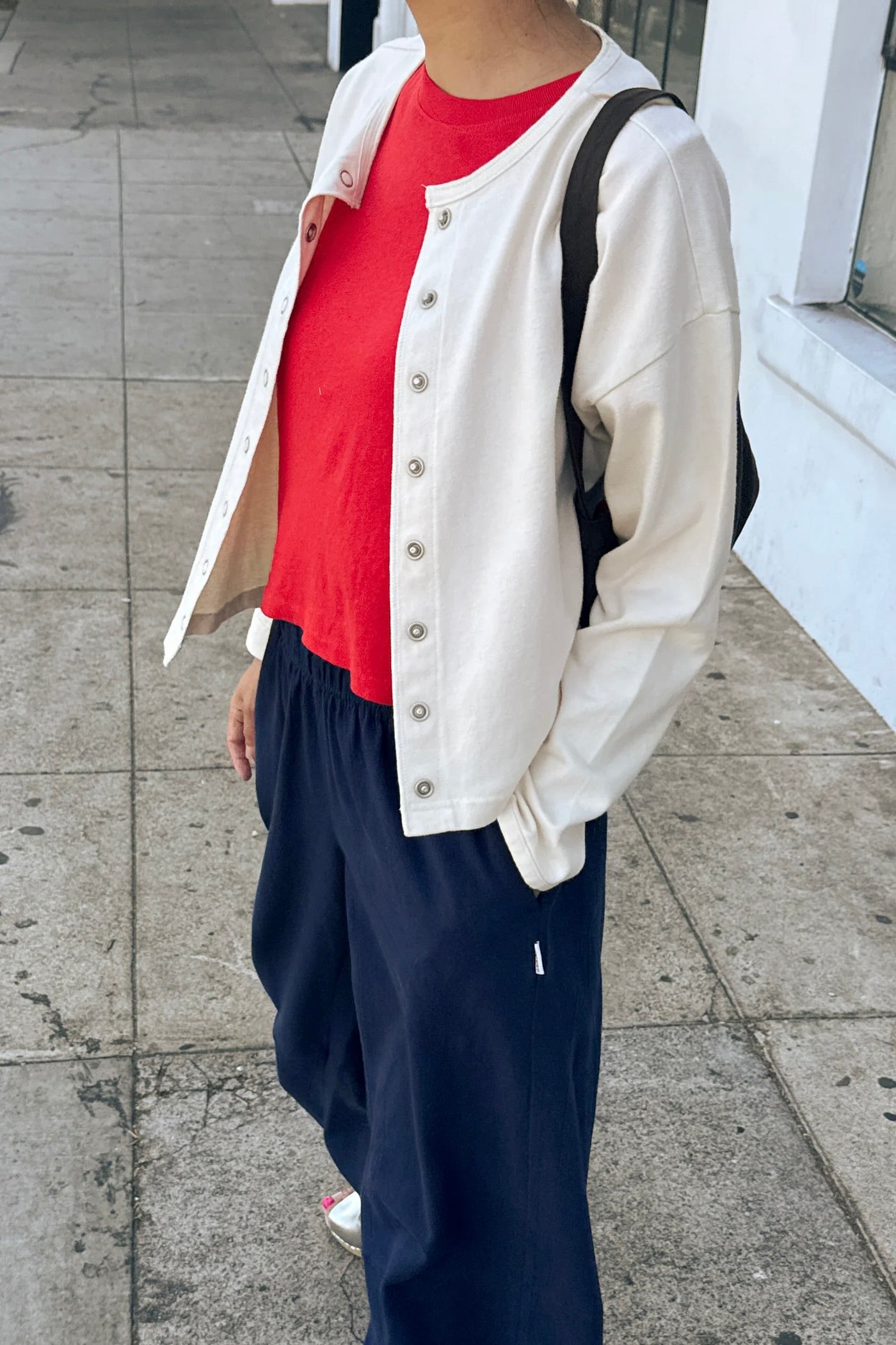 Soft Jersey Snap Cardigan / Naturel