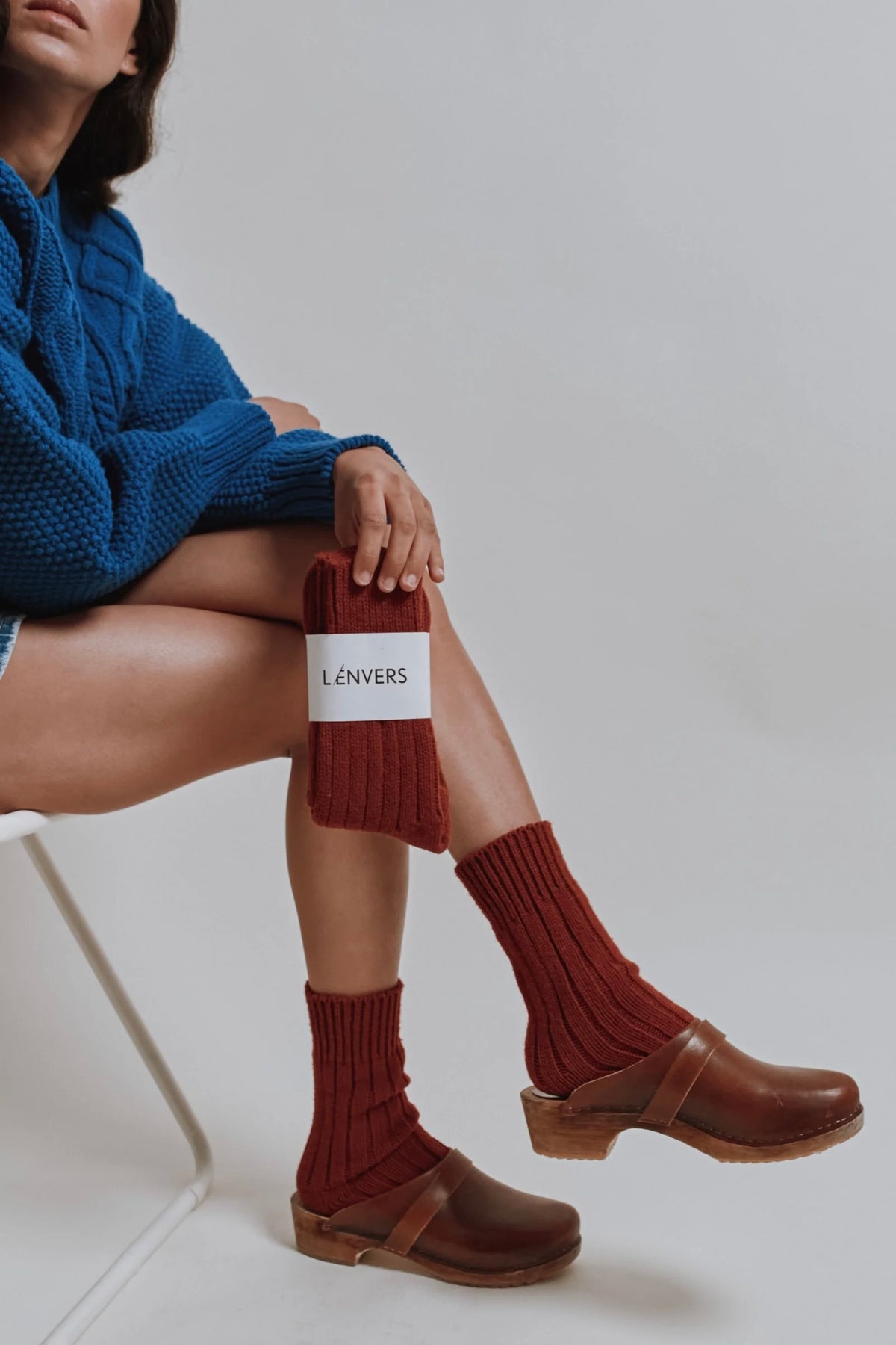 L'Envers Berthe Merino Socks / Rust Red