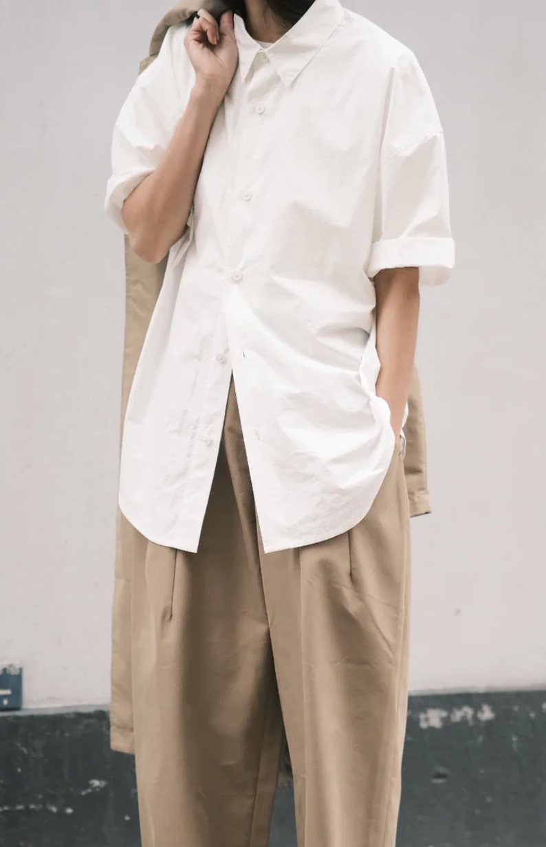 Szeki Oversized Short Sleeve Shirt / Off White