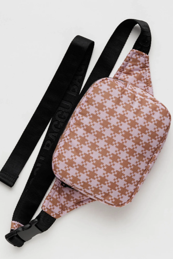 Baggu Puffy Fanny Pack, Rose Pixel Gingham