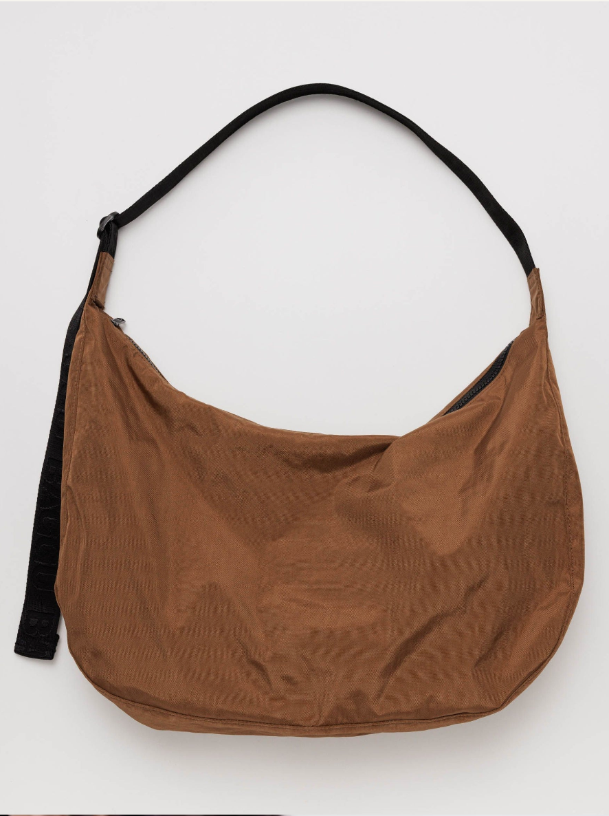 BAGGU Large Nylon Crescent Bag , Brown