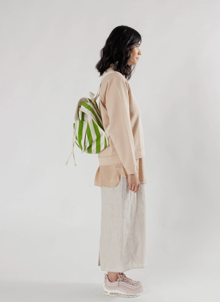 Drawstring Backpack / Green Awning Stripe