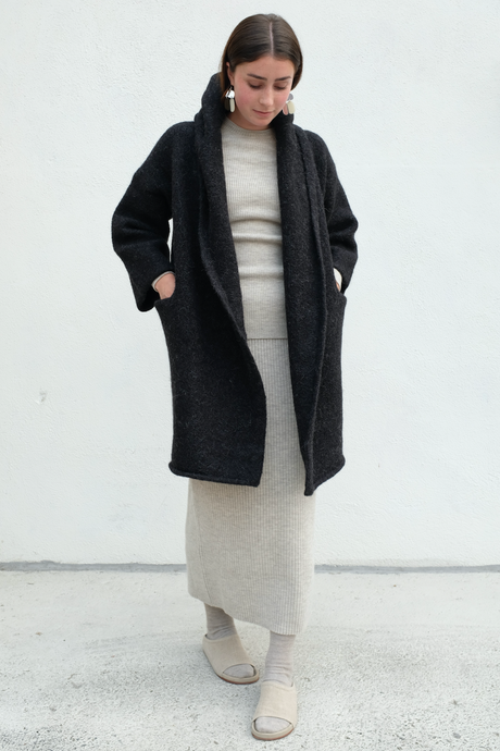 lauren manoogian Capote Coat Petite / Black Melange