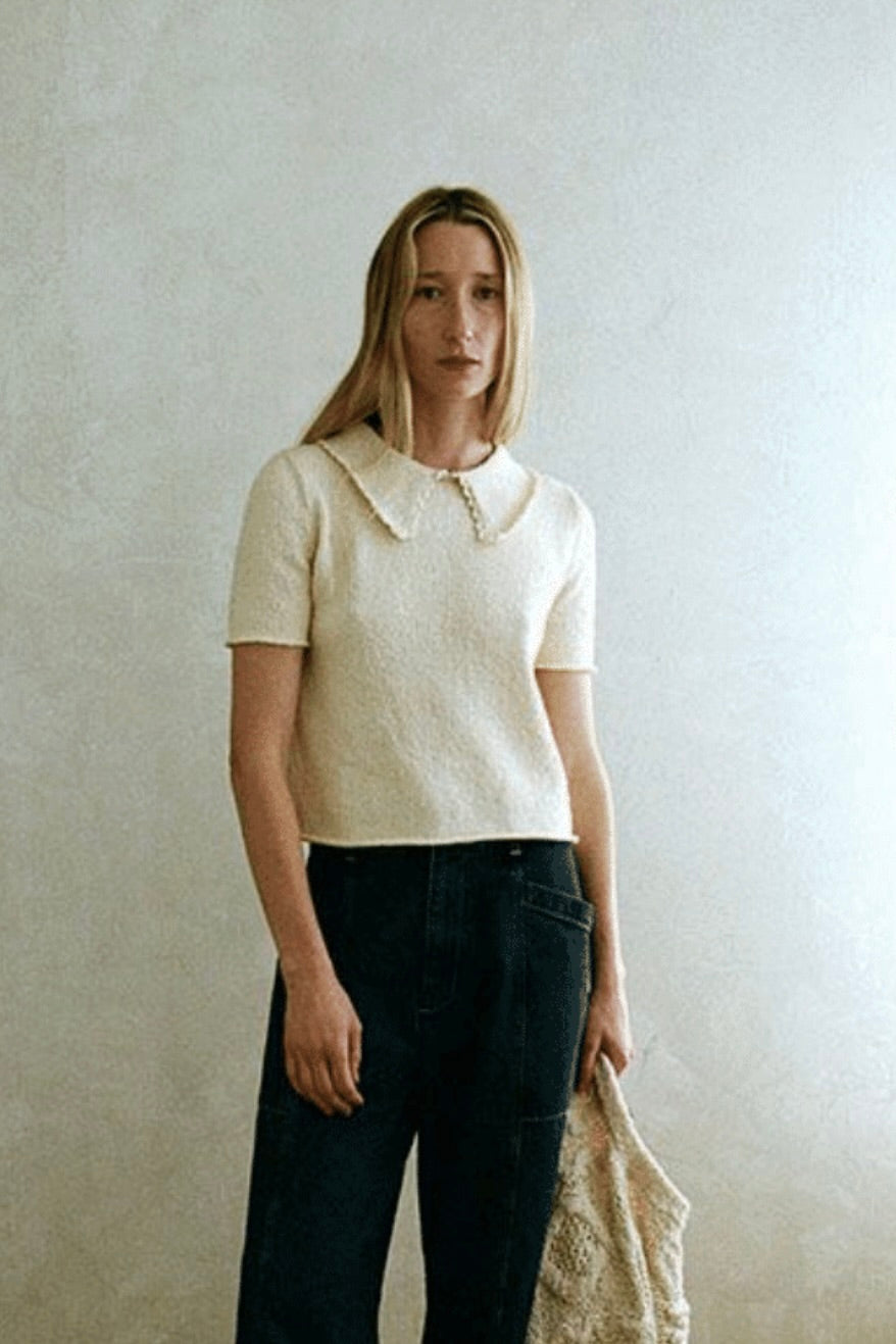 Lace Collar Tee / Natural