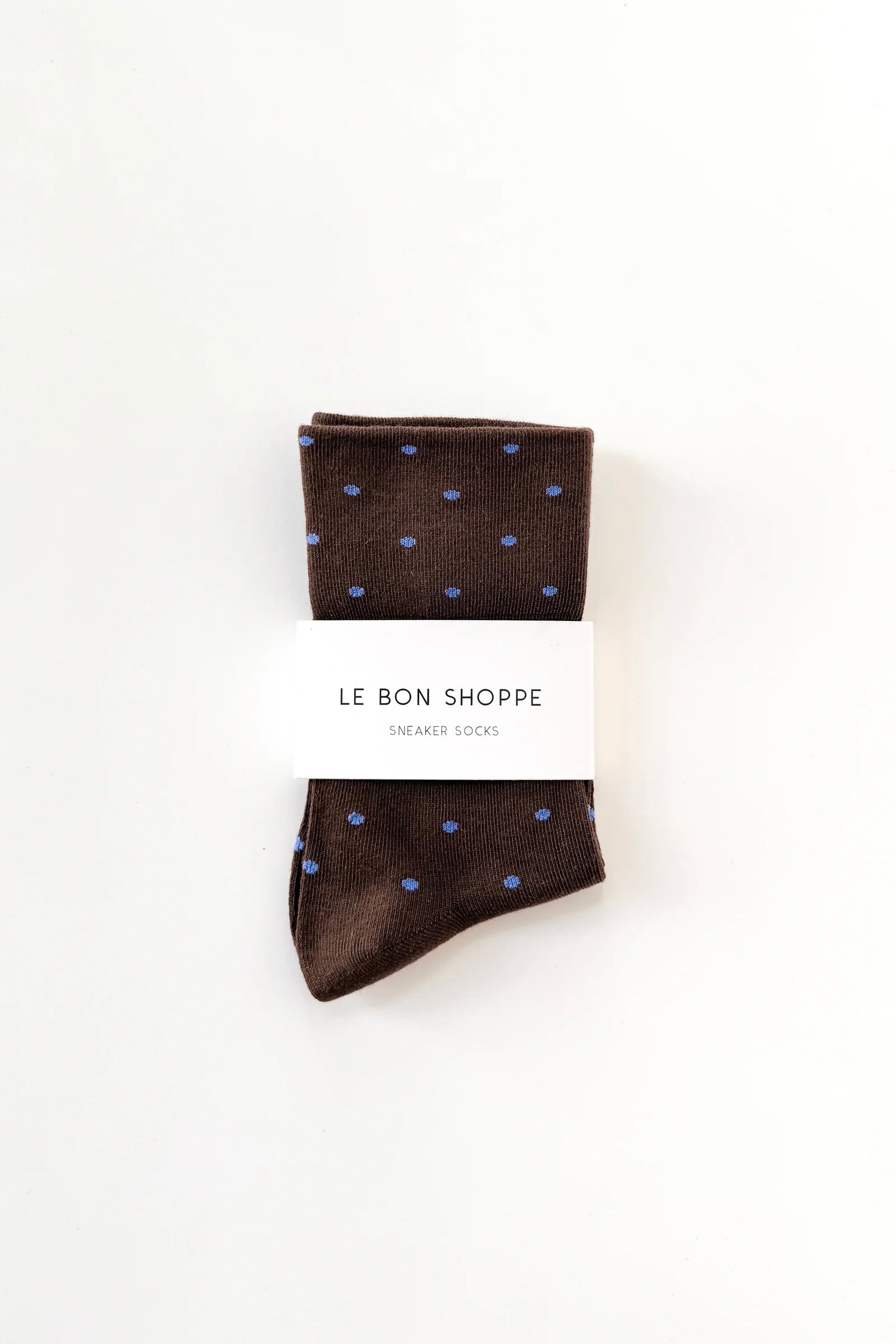 Polka Dot Sneaker Socks / Cacao + Blue