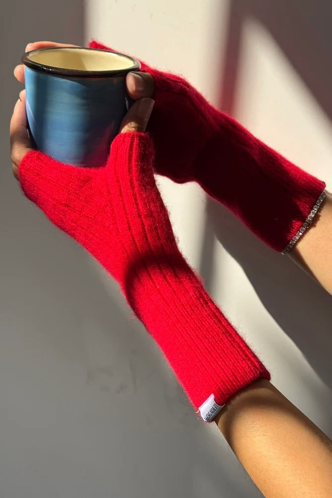 le bon shoppe Cashmere Blend Wrist Warmer / Red