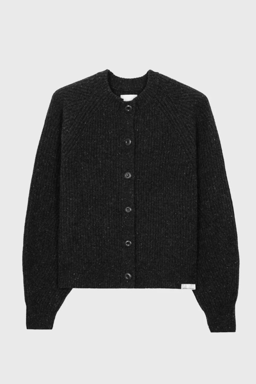 Amy Powney x Finisterre Fisherman Rib Cardigan / Raven