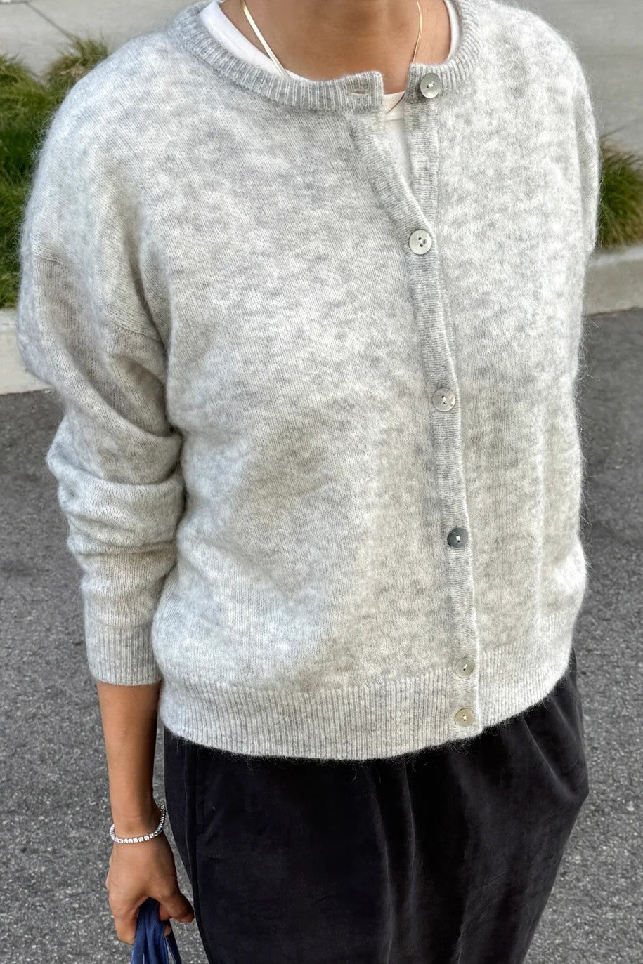 Ayla Mohair Cardigan / Heather Grey