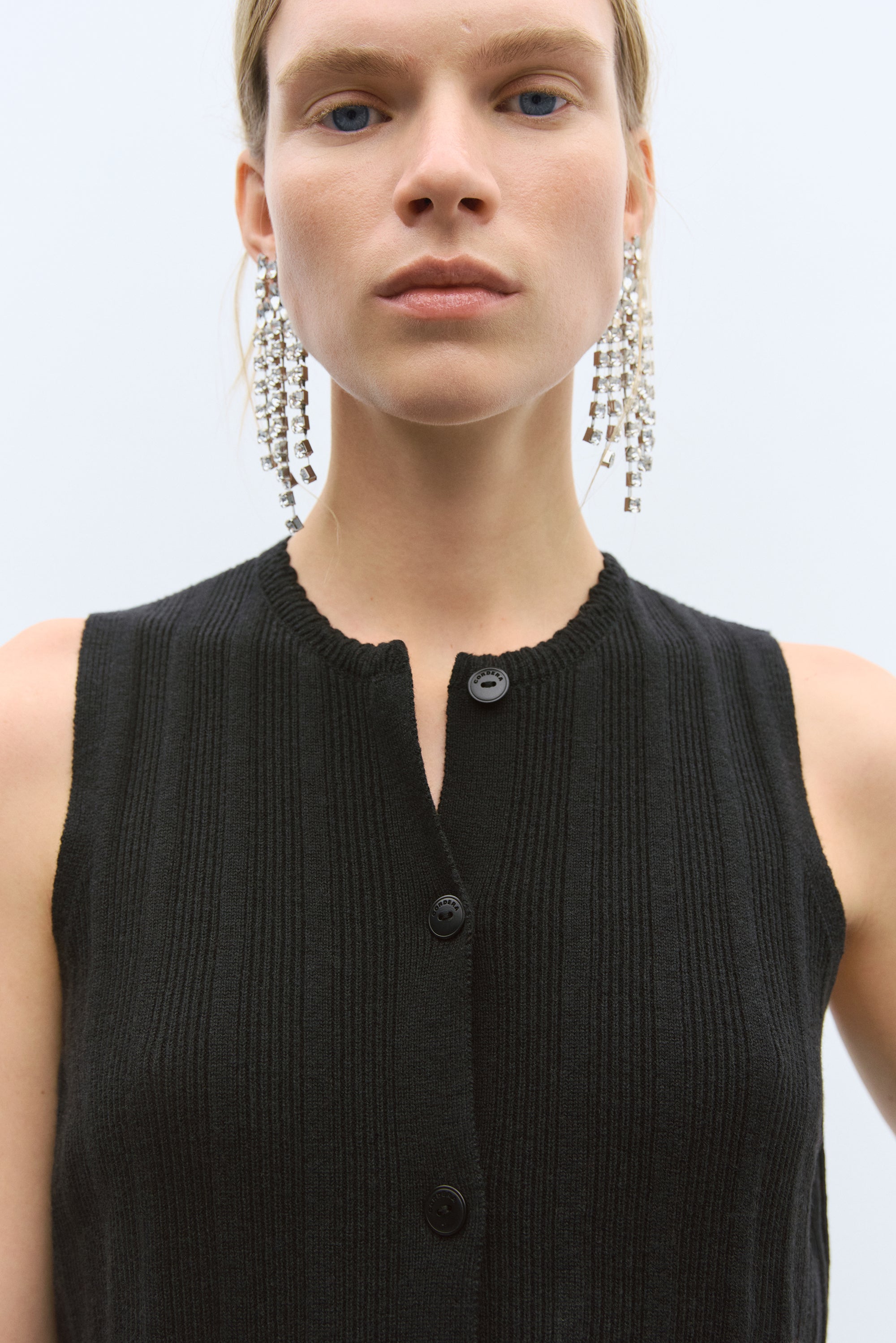 Cordera Merino Wool Ribbed Waistcoat / Black