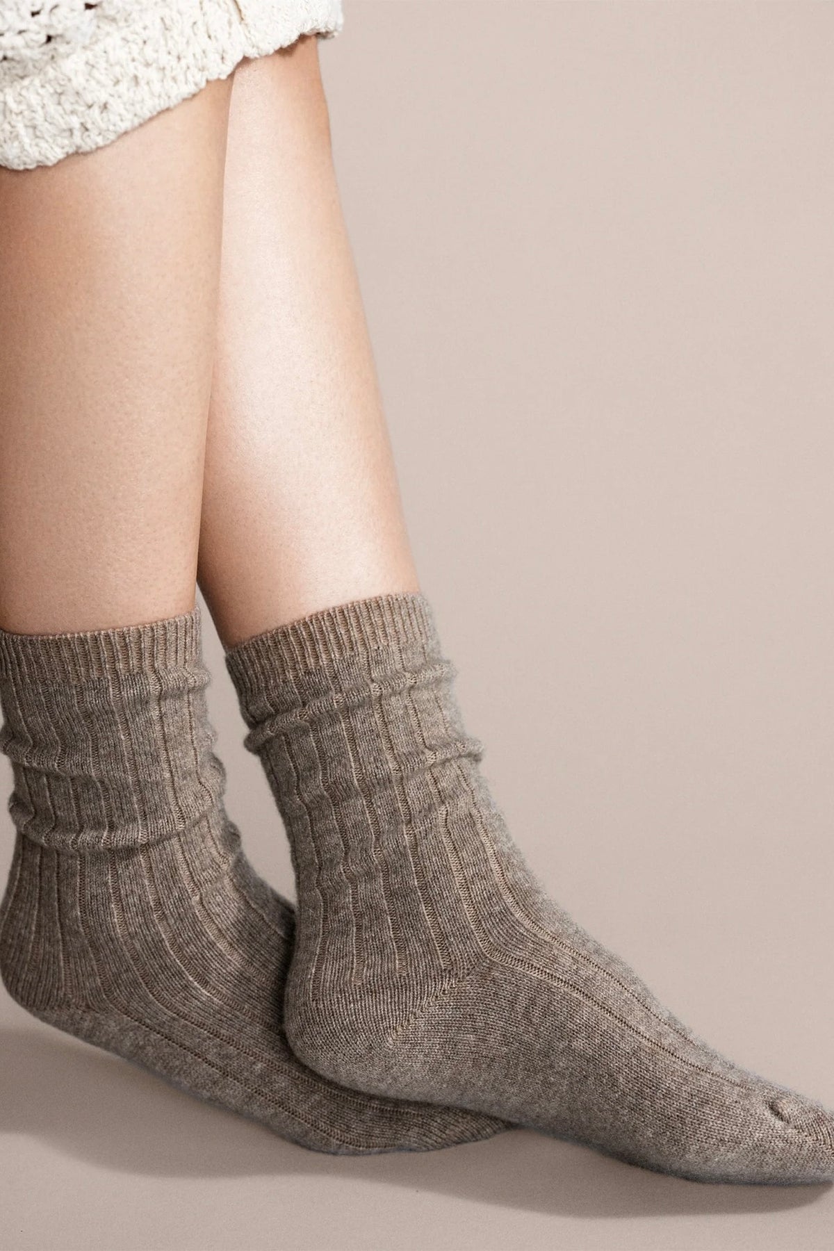 Italia Cashmere Cozy Rib Crew / Llama