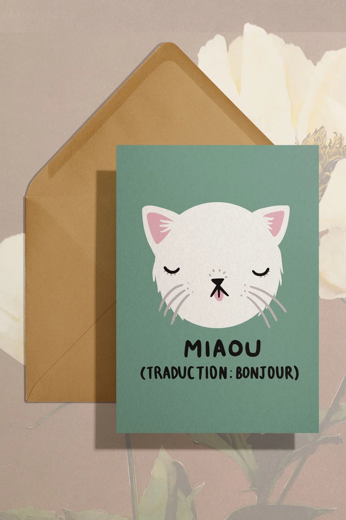 Stay home club Miaou (Bonjour) Cat Card