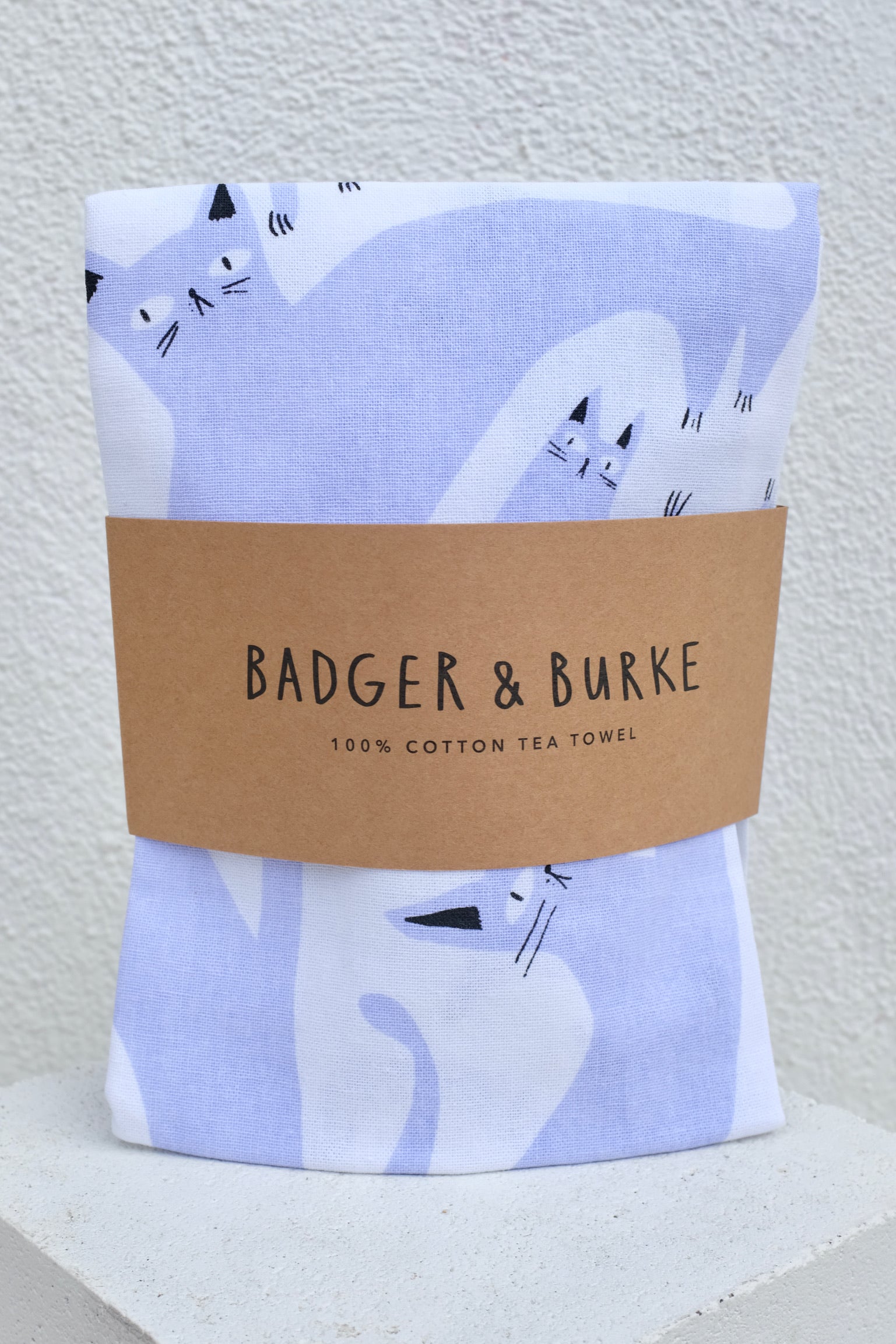 Badger & Burke Tea Towel / Lavender Cats