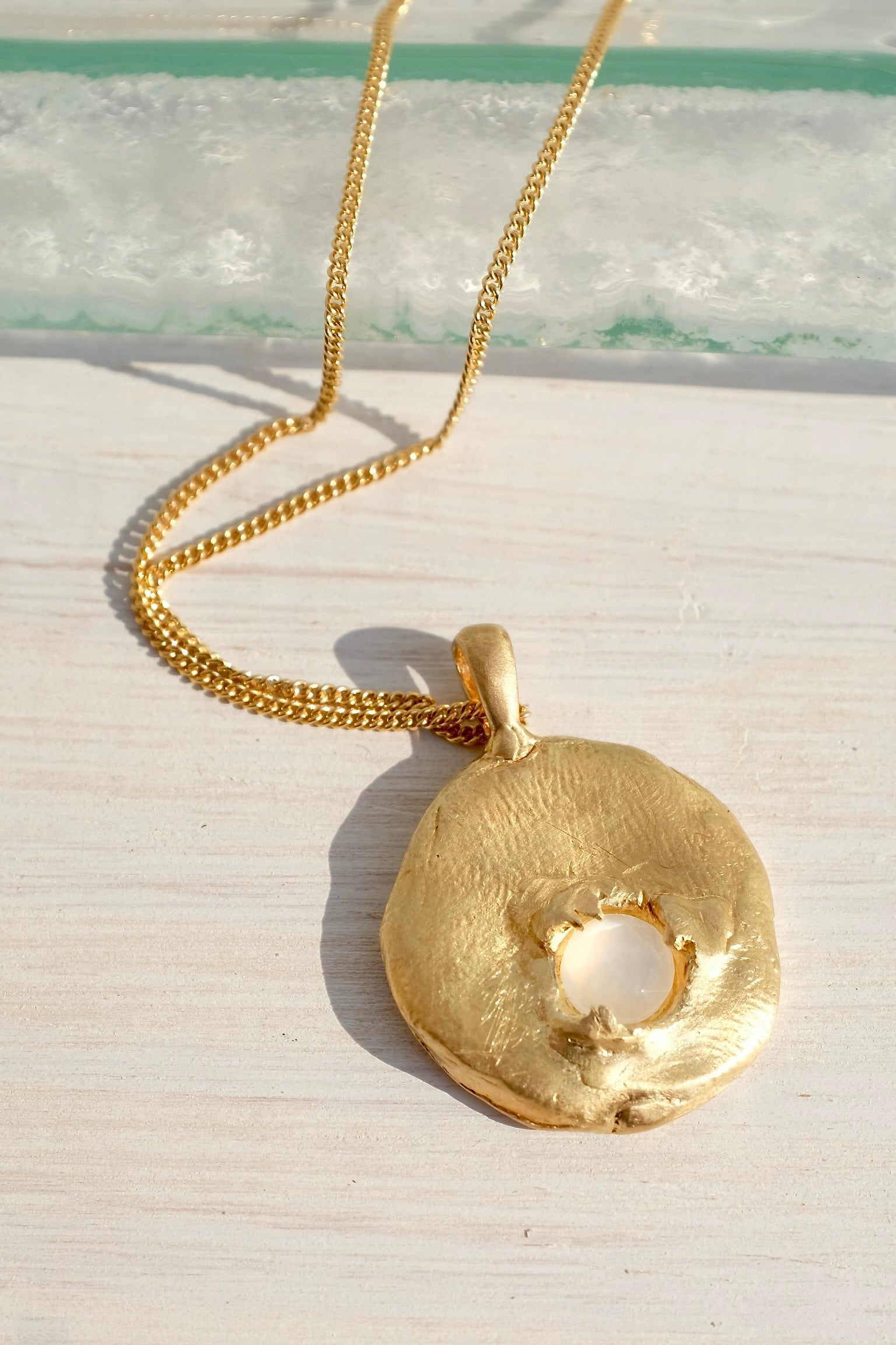 Mercurial Gaia Necklace / Gold Plate + Moonstone