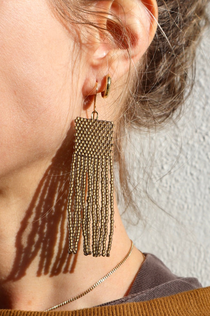 Ozzy Earrings / Long Rectangle Bronze