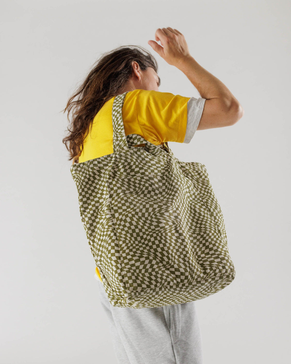 BAGGU Giant Pocket Tote / Moss Trippy Checker