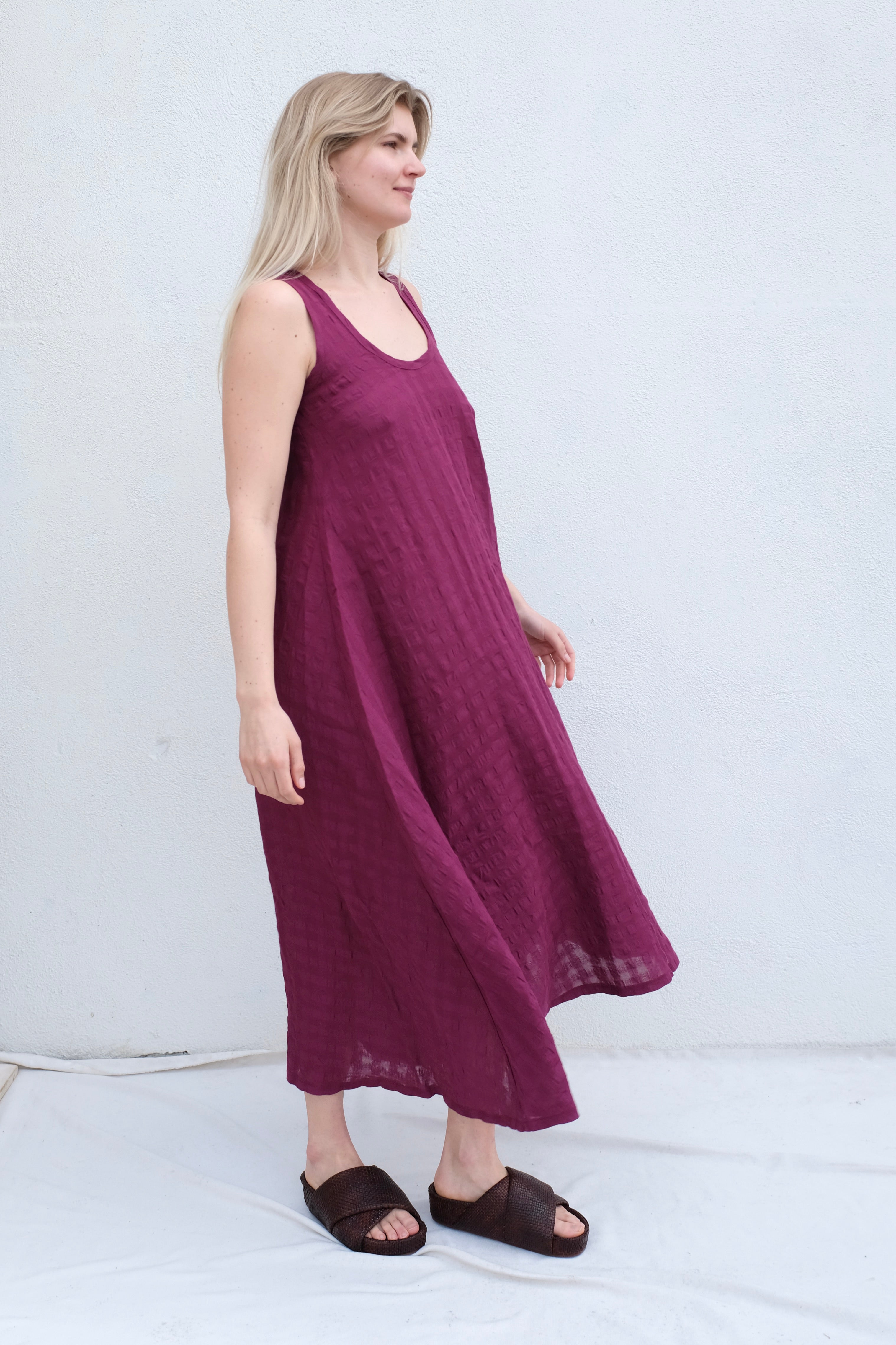 Allison Wonderland SS23 Indio Dress / Currant Seersucker