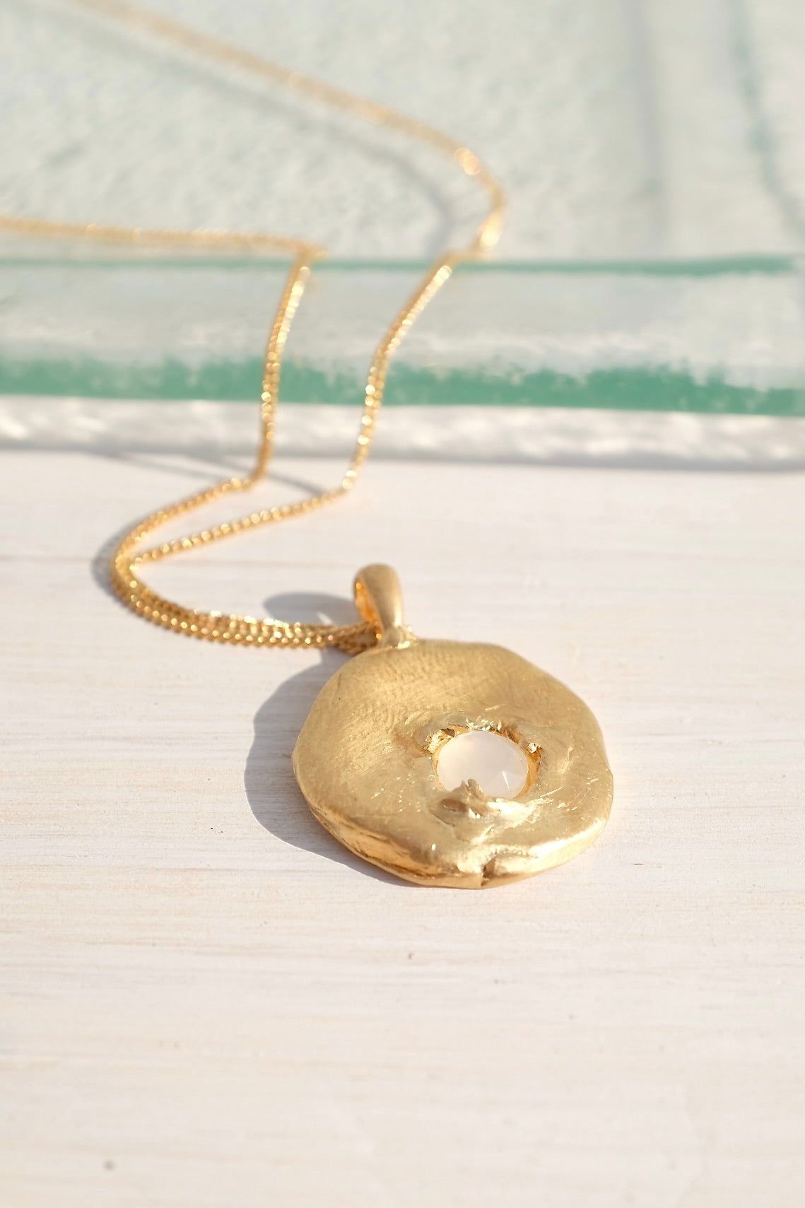 Mercurial Gaia Necklace / Gold Plate + Moonstone
