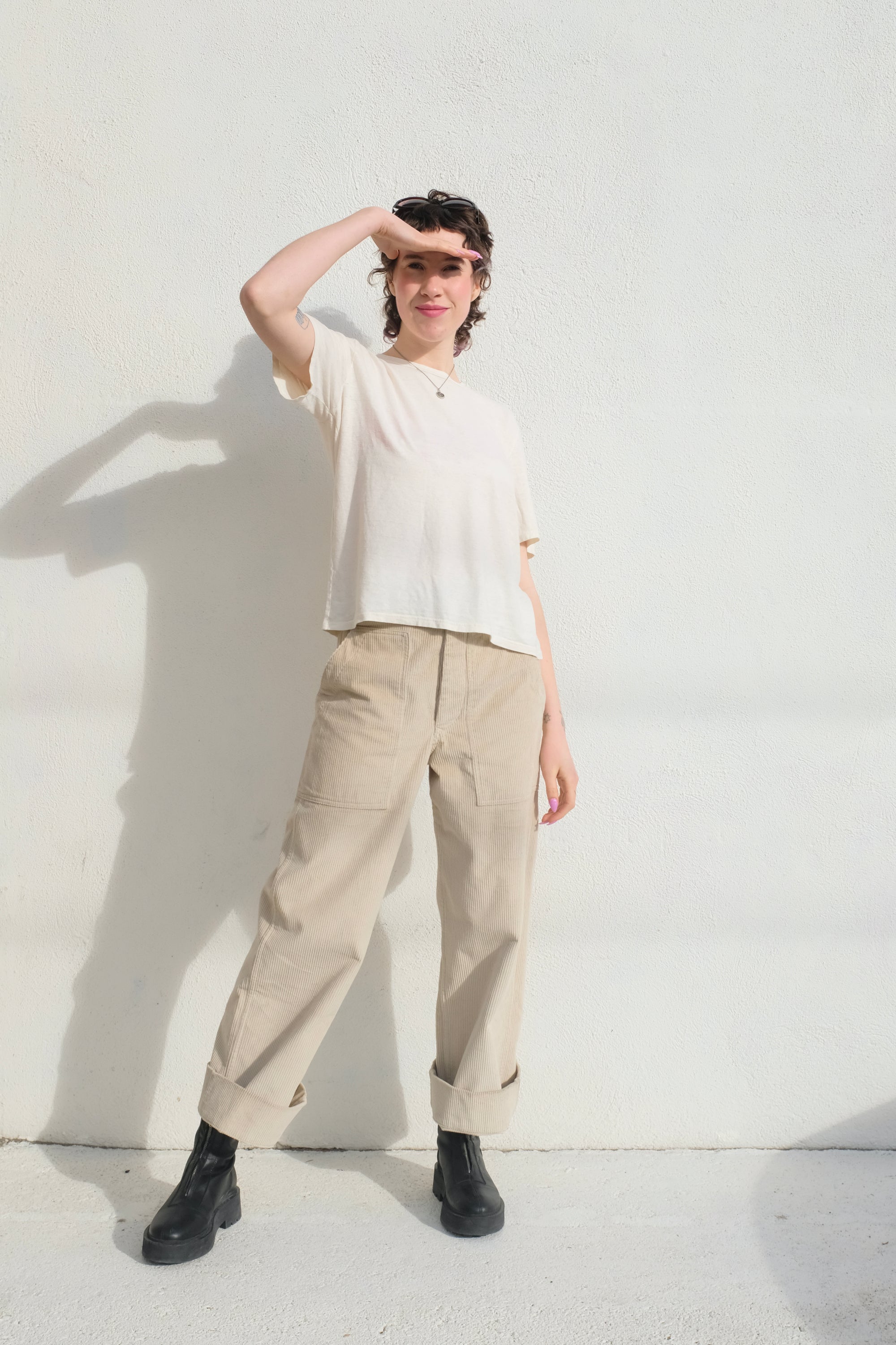 Jungmaven Silverlake Cropped Tee / Washed White