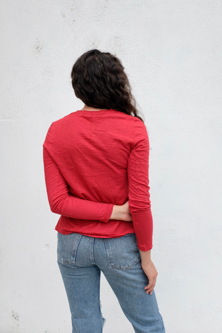 Stateside Supima Slub Jersey L/S V-Neck / Brick