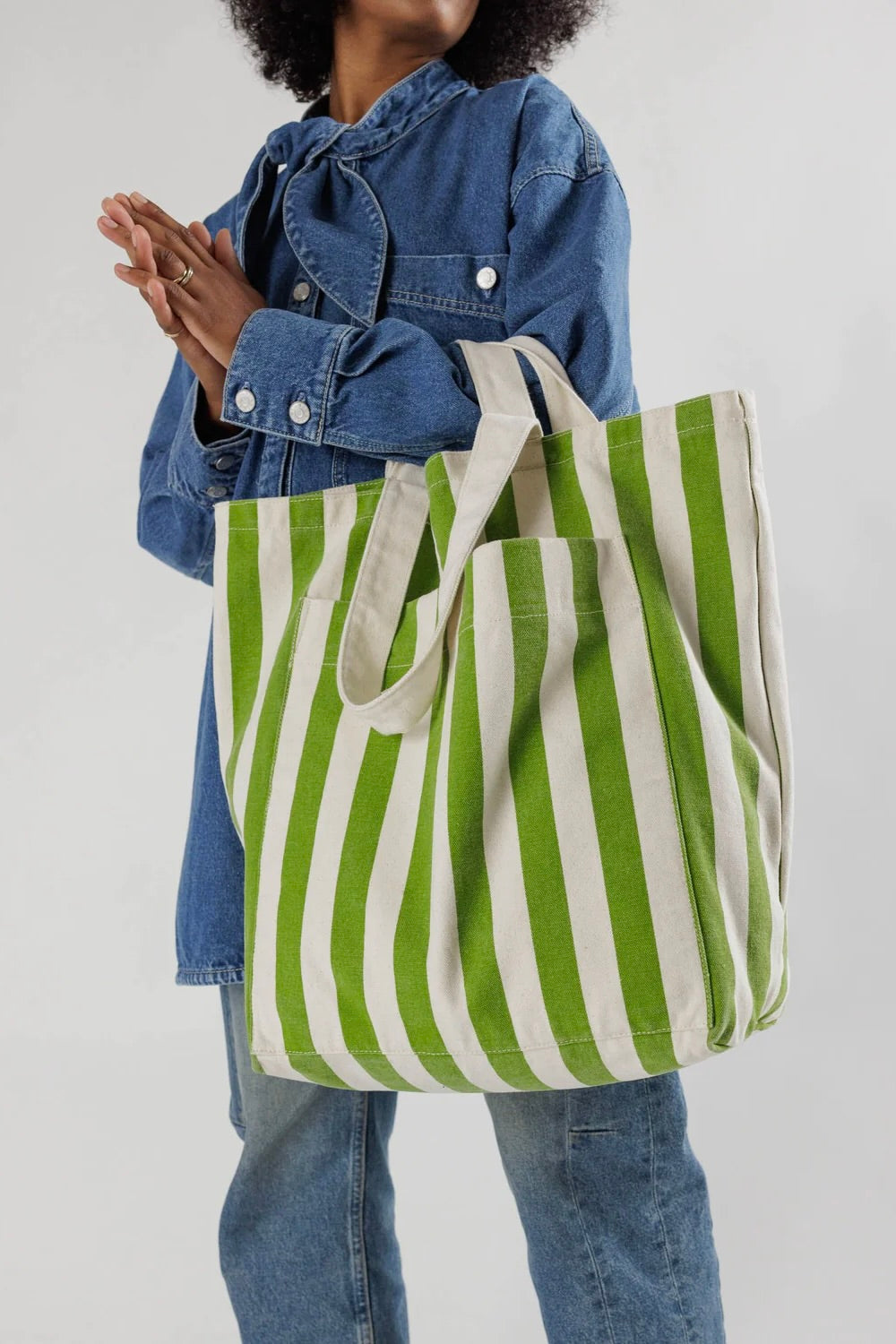 Giant Pocket Tote / Green Awning Stripe – ad hoc penticton