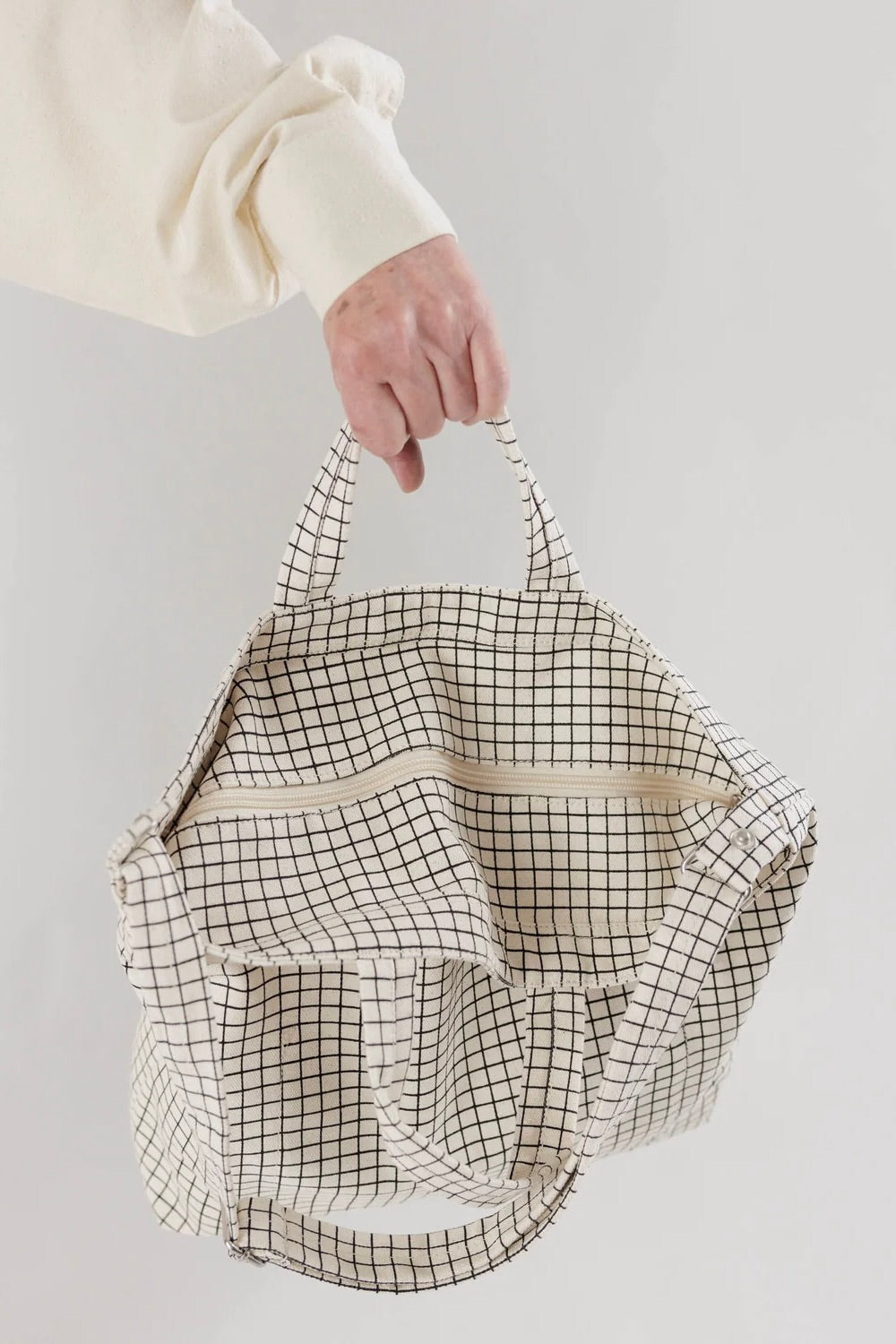 Baggu Horizontal Zip Duck Bag / Natural Grid