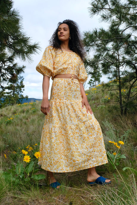 Peony Tiered Drawstring Skirt / DaffodilPeony Tiered Drawstring Skirt / Daffodil