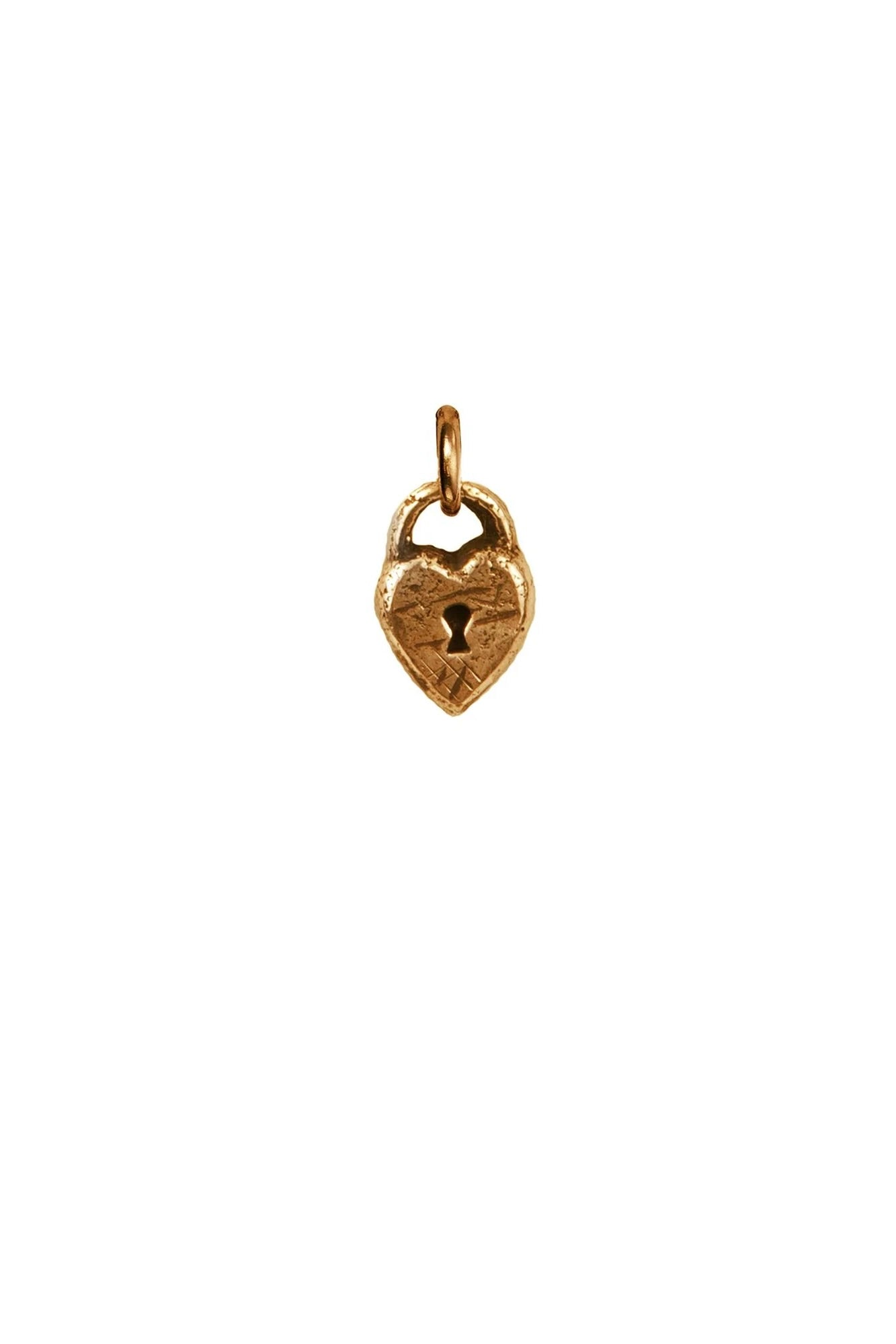 Pyrrha Heart Lock Symbol Charm / Bronze or Silver