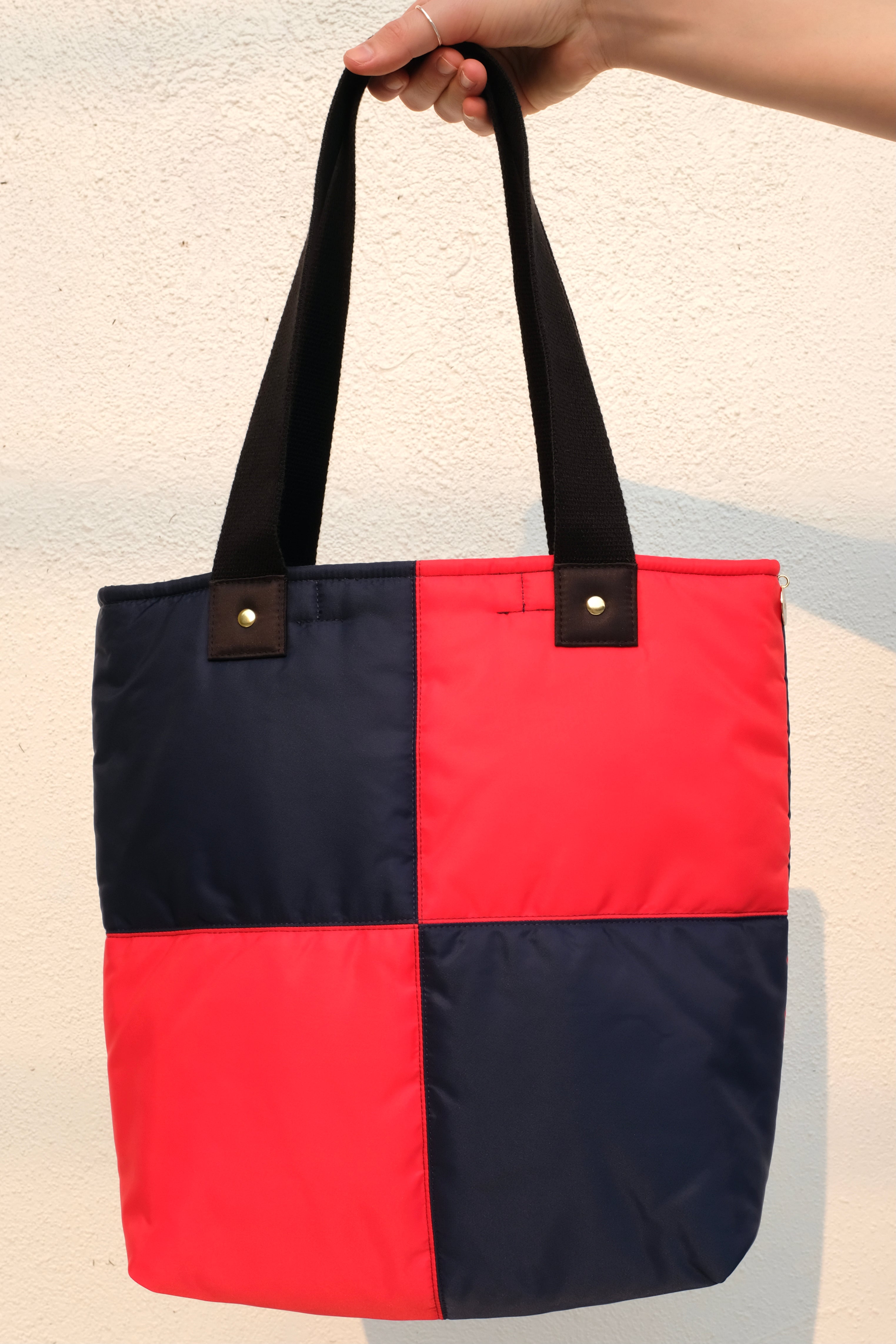Block Shop Annie Tote / Navy + Red Quilted Puffer