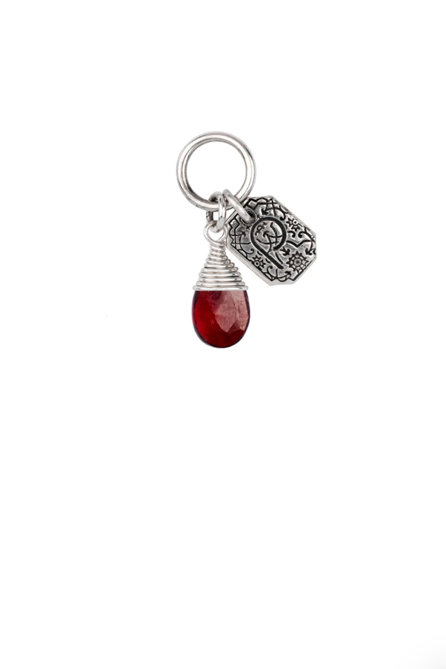 Pyrrha Clarity Garnet Signature Attraction Charm / Sterling Silver