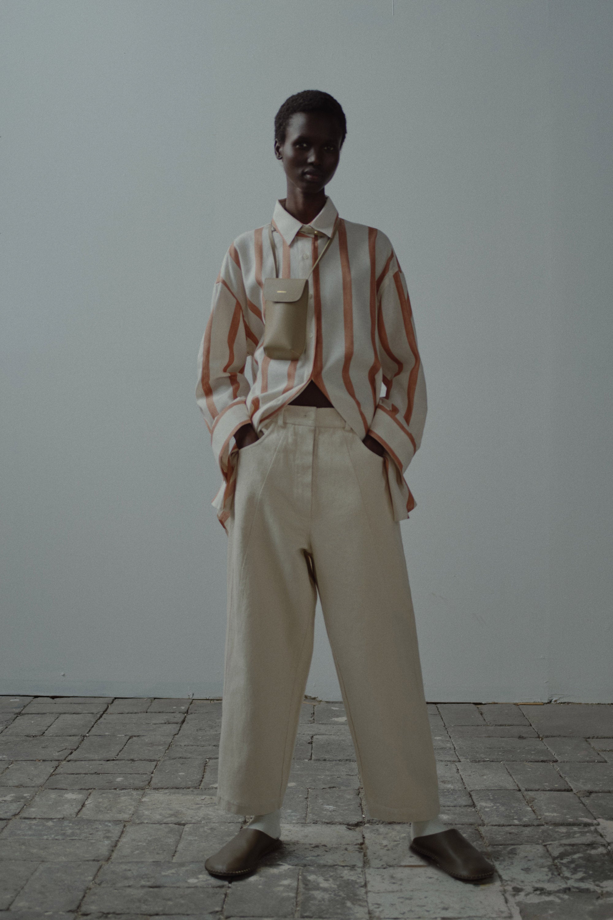 Cordera Crosswise Seam Pants / Natural